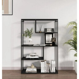 Black Metal Bookcase, Large Bookshelf, Display Unit, Storage Shelf (85X126Cm) - thumbnail 6