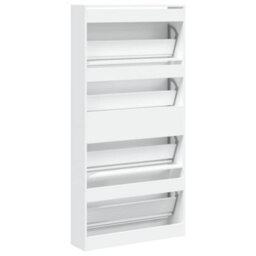 Walplus Shoe Cabinet With 4 Flip-Drawers White 80X21X163.5 Cm - thumbnail 8
