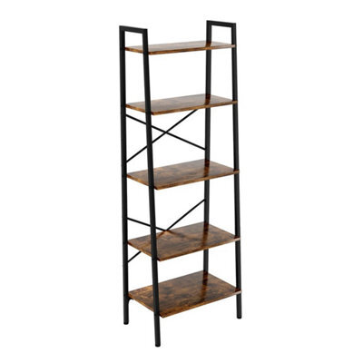 Ladder Shelf Bookcase 5 Tier Display Storage Shelving Unit Stand Wall Rack Red - image 1