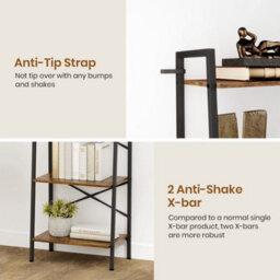 Ladder Shelf Bookcase 5 Tier Display Storage Shelving Unit Stand Wall Rack Red - thumbnail 5