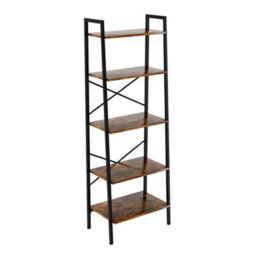 Ladder Shelf Bookcase 5 Tier Display Storage Shelving Unit Stand Wall Rack Red - thumbnail 1