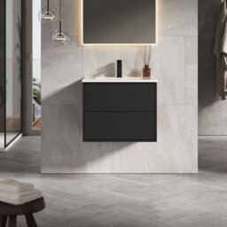Banyetti Venti 800mm Wall Hung Vanity Unit With Lira Basin - Matt Black - thumbnail 1