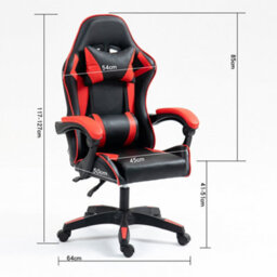 Home Treats Gaming Chair Red Recliner With Adjustable Height Lumbar Support Padded Cushion Racing Bucket Seat - thumbnail 6