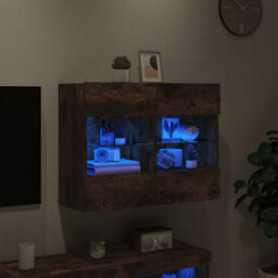 Berkfield Durable Tv Wall Cabinet With Led Lights Smoked Oak 78.5X30X60.5 Cm - thumbnail 4