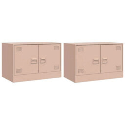 Berkfield Tv Cabinets 2 Pcs Pink 67X39X44 Cm Steel - thumbnail 2