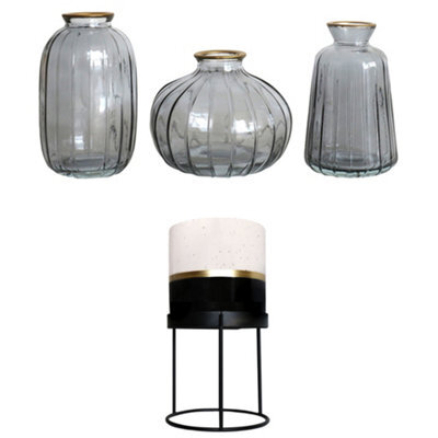 Portico Designs The Urban Gardener Set Of 3 Bud Vases & Small Ceramic Plant Pot With Stand - image 1