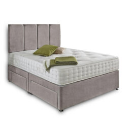 Dining Tables Zanzibar Headboard Divan Set , 2 Drawer On Same Side With Sprung 1500 Comfort Mattress - Chenille Grey - Double - thumbnail 4