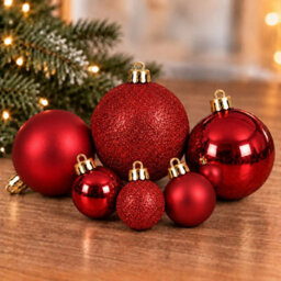 Decoris 60 Red Baubles Shatterproof Christmas Tree Hanging Decoration - thumbnail 5