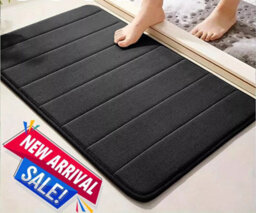 Ameha Non Slip Black Bath Mats Soft Anti Allergic Memory Foam Bath Tub Mat