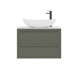 Royal Bathrooms Royal Bathroom Elmore 800mm Matt Green Wall Mounted Countertop Bathroom Vanity Unit 2 Drawer With Cesar Basin - thumbnail 7
