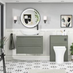 Royal Bathrooms Royal Bathroom Elmore 800mm Matt Green Wall Mounted Countertop Bathroom Vanity Unit 2 Drawer With Cesar Basin - thumbnail 5