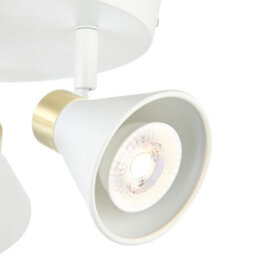 First Choice Lighting Burton - Matt White & Gold Detail 3 Way Adjustable Ceiling Spotlight - thumbnail 4