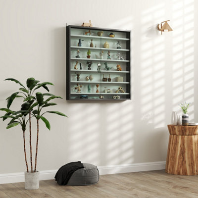 Homcom 7-Tier Wall Display Cabinet W/ Shelves Glass Doors, Black And White - image 1
