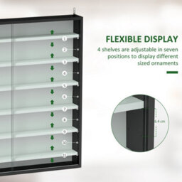 Homcom 7-Tier Wall Display Cabinet W/ Shelves Glass Doors, Black And White - thumbnail 4