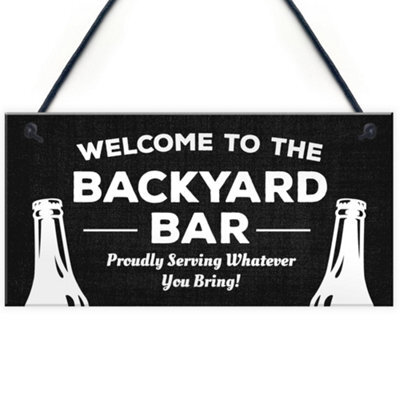 Red Ocean Welcome Backyard Bar Sign Hanging Home Bar Sign Garden Plaque Gift