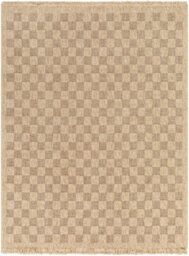Livabliss Mirage-Cottage Tan Brown Checkered Fringe In- & Outdoor Jute-Look Rug 160 X 213 Cm Easy Care, Non Shedding - thumbnail 1