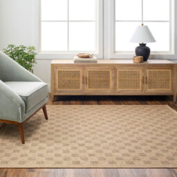 Livabliss Mirage-Cottage Tan Brown Checkered Fringe In- & Outdoor Jute-Look Rug 160 X 213 Cm Easy Care, Non Shedding - thumbnail 2