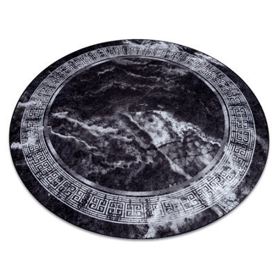 RugsX Miro 51199.807 Circle Washing Carpet Marble, Greek Anti-Slip - Black / Circle 120 Cm - image 1