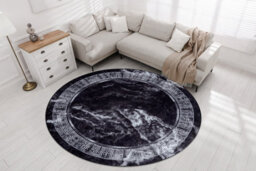 RugsX Miro 51199.807 Circle Washing Carpet Marble, Greek Anti-Slip - Black / Circle 120 Cm - thumbnail 4