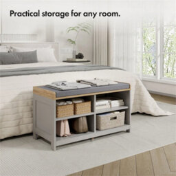 Grey Shoe Storage Bench With Seat, Hallway Bench - thumbnail 5