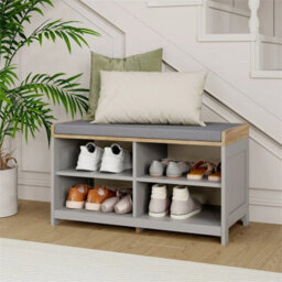 Grey Shoe Storage Bench With Seat, Hallway Bench - thumbnail 6