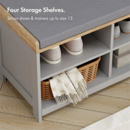 Grey Shoe Storage Bench With Seat, Hallway Bench - thumbnail 3