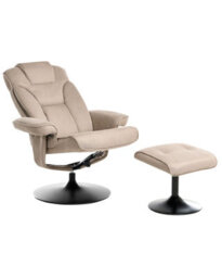 Wyld And Coco Brandlux Taupe Swivel Recliner With Footstool, Polyester - thumbnail 3