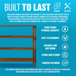 4 Tier Walnut Wooden Shoe Rack Footwear Storage Organiser Unit Shelf Trainers - thumbnail 3