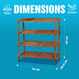 4 Tier Walnut Wooden Shoe Rack Footwear Storage Organiser Unit Shelf Trainers - thumbnail 5