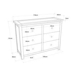 Cabinet Bits Mirano 6 Drawer Chest Of Drawers Chrome Knob - thumbnail 8
