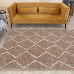 The Rugs Moroccan Shaggy Rugs And Runners Soft Fluffy Wavy Trellis Design High Pile Beige And Ivory Living Room Kitchen Hallway 820 - thumbnail 8