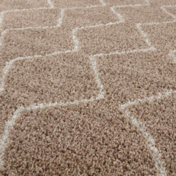 The Rugs Moroccan Shaggy Rugs And Runners Soft Fluffy Wavy Trellis Design High Pile Beige And Ivory Living Room Kitchen Hallway 820 - thumbnail 3