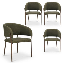 4Pc Dining Chairs Set, Green Upholstered Kitchen Chairs - thumbnail 1
