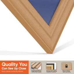 "AK Frames 25X17"" Country Pine Classic Vinyl Record Frame With Blue Mount For 12 Inch Lp Cover & Disc - Overlapped Design" - thumbnail 3
