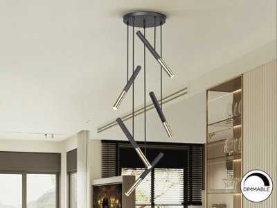 Luminosa Lighting Luminosa Edna Cluster Pendant Ceiling 5 Light Black, Gold Led 3000K - Uk Stock - image 1