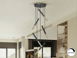 Luminosa Lighting Luminosa Edna Cluster Pendant Ceiling 5 Light Black, Gold Led 3000K - Uk Stock - thumbnail 1