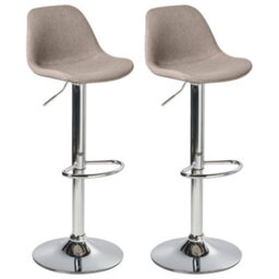 Beliani Set Of 2 Bar Stools Kahla Fabric Swivel Taupe - thumbnail 1