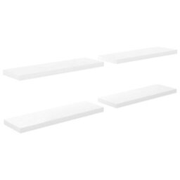 Berkfield Floating Wall Shelves 4 Pcs High Gloss White 80X23.5X3.8 Cm Mdf - thumbnail 2