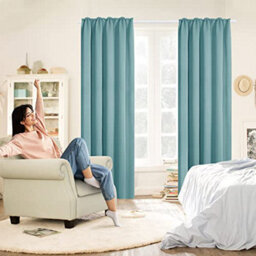 "Deconovo Blackout Curtains Thermal Insulated Boys Curtains Pencil Pleat Curtains For Kids Bedroom W55""x L82"" Sky Blue One Pair" - thumbnail 3