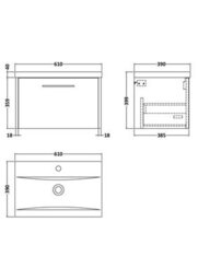 Hudson Reed Juno Wall Hung 1 Drawer Vanity Unit With Mid-Edge 1 Tap Hole Basin, Midnight Blue, 610 X 390 mm - thumbnail 6