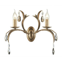 Elegant Twin Wall Light With Lily Leaves Design - Smoked Glass & Bronze Patina Finish
