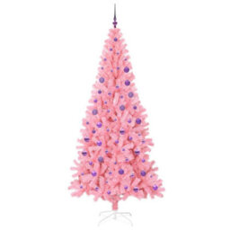 Vidaxl Christmas Tree With 300 Leds With Stand Pink 180 Cm Pvc - thumbnail 4