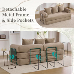 Matteo Modular Corduroy Sofa For Small Spaces - Khaki - thumbnail 6