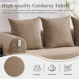 Matteo Modular Corduroy Sofa For Small Spaces - Khaki - thumbnail 7