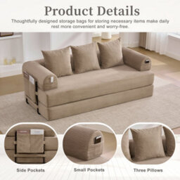 Matteo Modular Corduroy Sofa For Small Spaces - Khaki - thumbnail 3