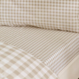Catherine Lansfield Bamford Gingham Check King Fitted Sheet Natural - thumbnail 1