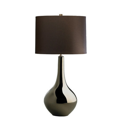 Elegant Brown Table Lamp With Gold Lining And Led Bulb