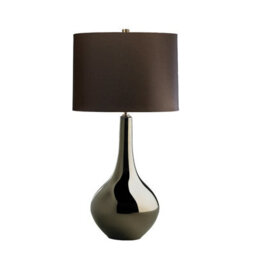 Elegant Brown Table Lamp With Gold Lining And Led Bulb