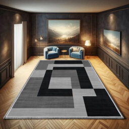Ameha Milo Black Grey Printed Rug Non Slip Extra Large Area Master Bedroom Living Room 200X290 Cm Carpet - thumbnail 3