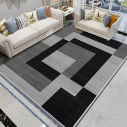 Ameha Milo Black Grey Printed Rug Non Slip Extra Large Area Master Bedroom Living Room 200X290 Cm Carpet - thumbnail 2